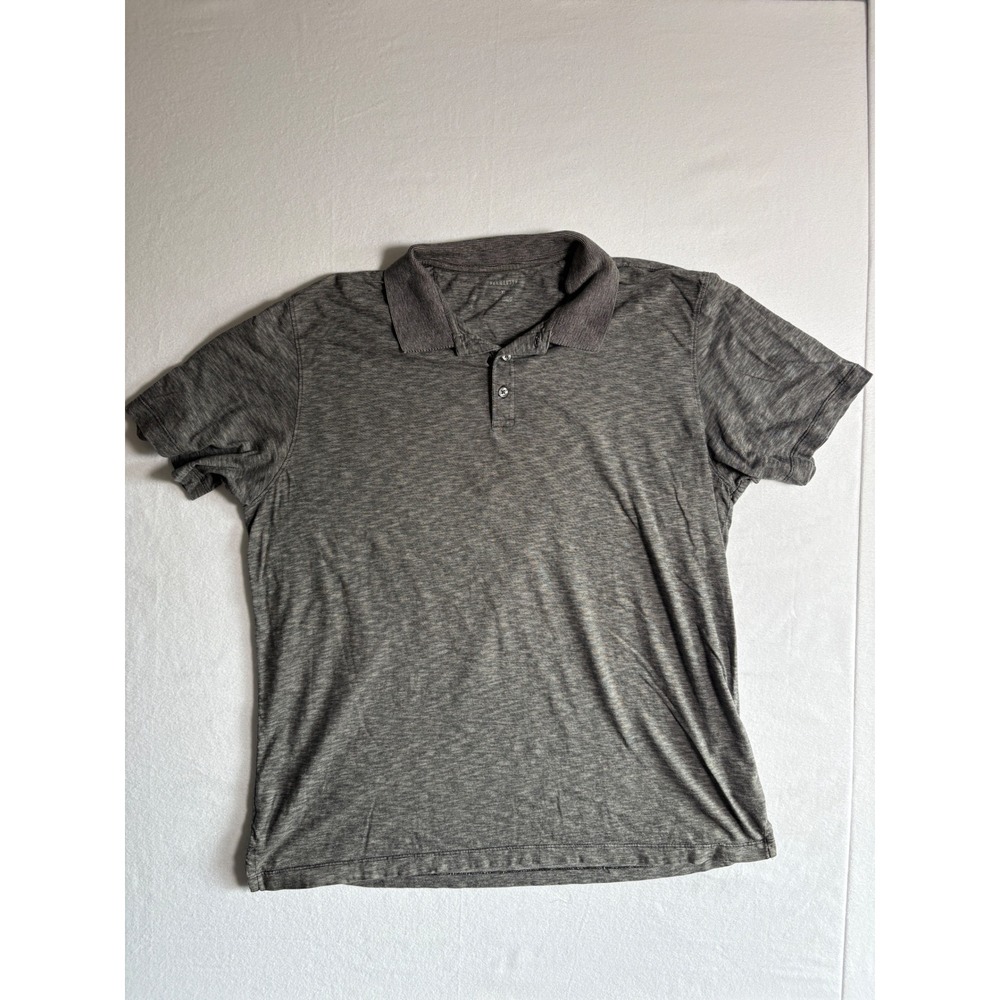 Van Heusen Mens XL Gray Heathered Cotton Short Sleeve Polo Casual Collared